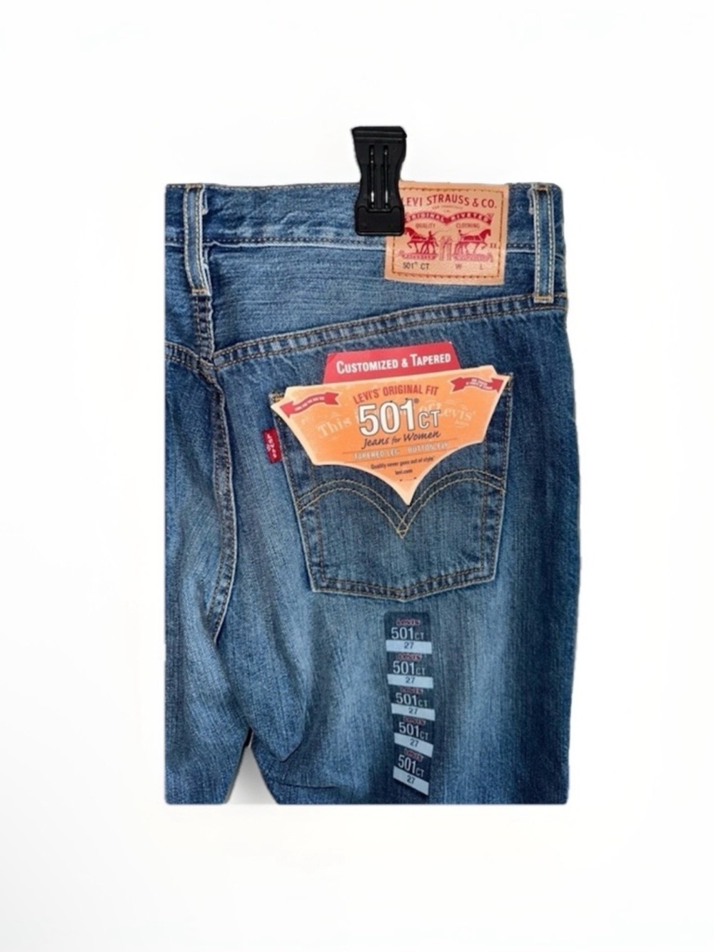 Levi's 501 Customized Tapered Distressed Mid-Rise Jeans Blue - Picture 5 of 9